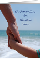 Father’s Day Dad Holding Hands on Beach and Ocean card