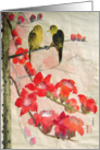 Inspirational, two bird on red flowers, disagreement card