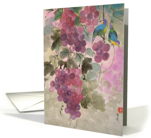 Blue bird and grapes card (307487)