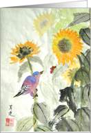 red bug and bird card