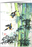 birds on bamboos card