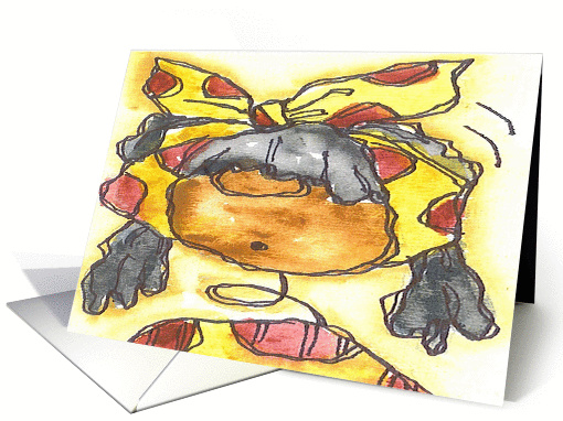 Black Folkart Gal card (151143)