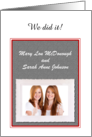 Custom Civil Union Announcement Photo Card - Lesbian card