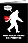 Custom FUNNY BIGFOOT Valentine card