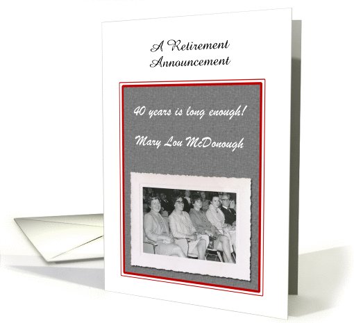 Custom retirement Announcement Photo card (1028411)