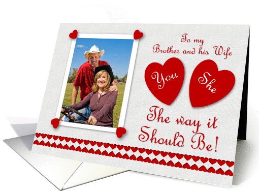 Customize Valentine Brother and Wife - Photo card (1028947)