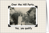 Over the Hill Party card