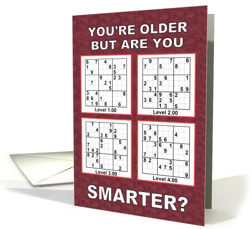 Sudoku Getting Older Birthday card (248803)