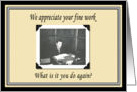 Appreciation of work card