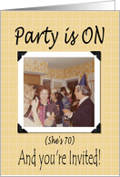 70th Birthday Party - for her card