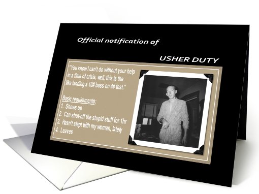 Usher Duty - Funny
 card (386222)