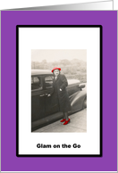 Glam on the Go - Red Hat Lady card