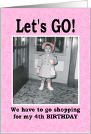 Let’s GO 4th Birthday Shopping card