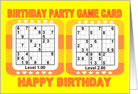 Level 1+2 Birthday Party Game Card Sudoku card