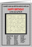 Word Search Birthday - for Boss card