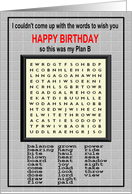 Word Search Birthday - for Teacher card