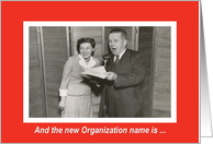 Organization Name announcement - Retro card
