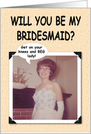 Be my Bridesmaid; friend- Retro card