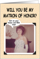 Be my Matron of Honor; Sister - Retro card