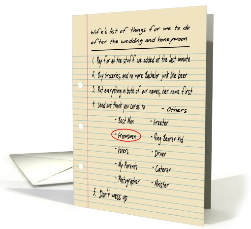 Thank you Groomsman brother - FUNNY card (445441)