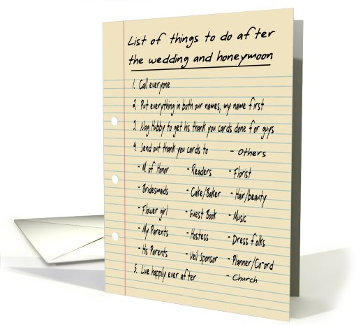 HER LIST - Wedding Thank you - FUNNY card (445464)