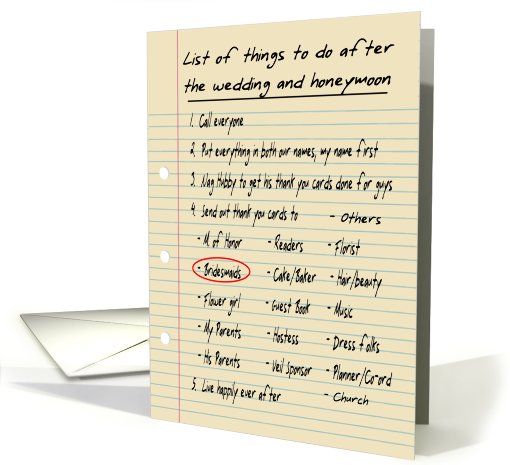Bridesmaid Thank you Sister - FUNNY card (445476)