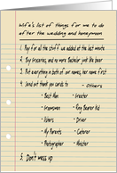 HIS LIST - for Wedding Thank you - FUNNY card