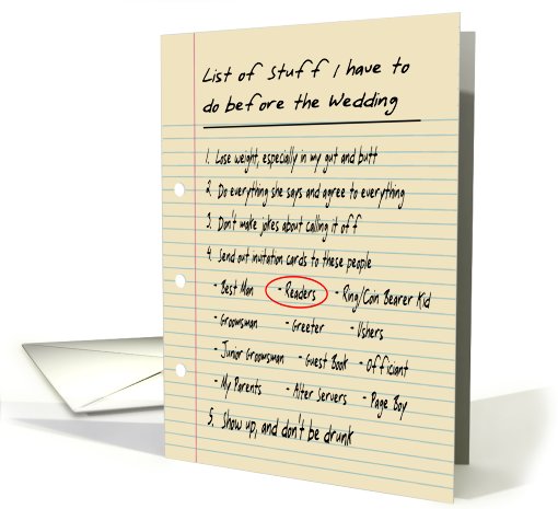 His List - Reader - Funny
 card (445569)