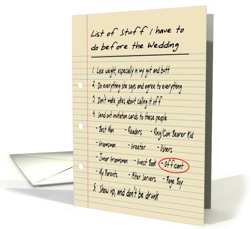 HIS LIST - Officiant - FUNNY card (445579)