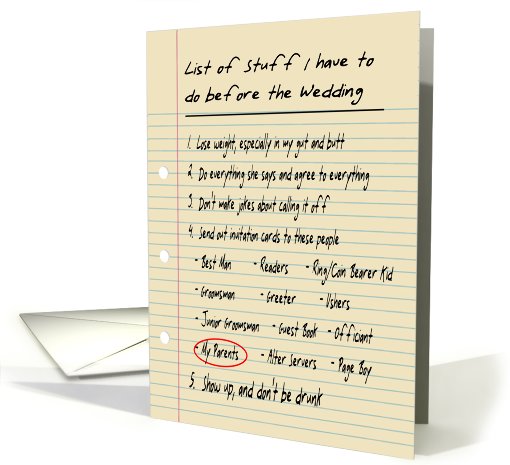 HIS LIST - Mother in law - FUNNY card (445585)