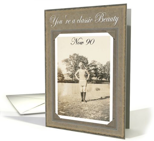 90th Birthday for her - Bathing Beauty card (492583)