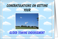 GLIDER TOWING Congratulations card