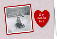 Valentine’s Day Aunt Uncle - Girl on Sled card