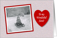 Valentine’s Day Sister - Girl on Sled card
