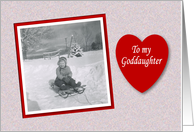 Valentine’s Day Goddaughter - Girl on Sled card