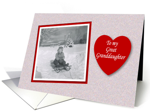 Valentine's Day Great Granddaughter - Girl on Sled card (536864)