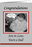 FUNNY Congratulations Baby Dad son in law card