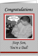 FUNNY Congratulations Baby Dad Step Son card