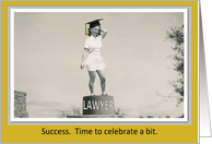 Law School Lawyer Graduation Party invitation - Funny Retro Gold female card