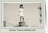 Law School Lawyer Graduation Party invitation - Funny Retro fabric female card