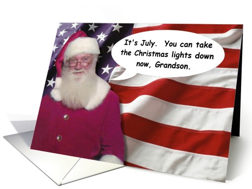 July 4th Grandson Santa - FUNNY card (816401)