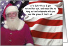 July 4th Red Hat Santa - FUNNY card