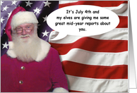 July 4th sober report Santa - FUNNY card
