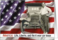 Fourth of July Car Lease - Retro FUNNY card