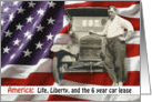 Fourth of July Car Lease - Retro FUNNY card