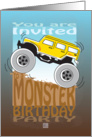 Birthday Party Invitation for Kids, Monster Truck / Car Racing card