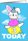 Child 3rd Birthday Bunny Balloon Floating card