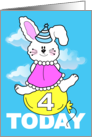 4th Child Birthday Bunny Balloon Floating card