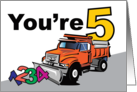 5th Birthday Bulldozer Moving Numbers card