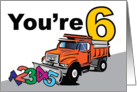 6th Birthday Bulldozer Moving Numbers card